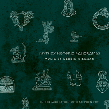 A green background with myhtological figures